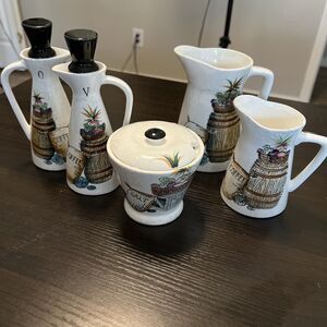 Ceramic 5pc Nasco Del Coronado Oil Vinegar Cream Sugar Syrup 1960’s Japan